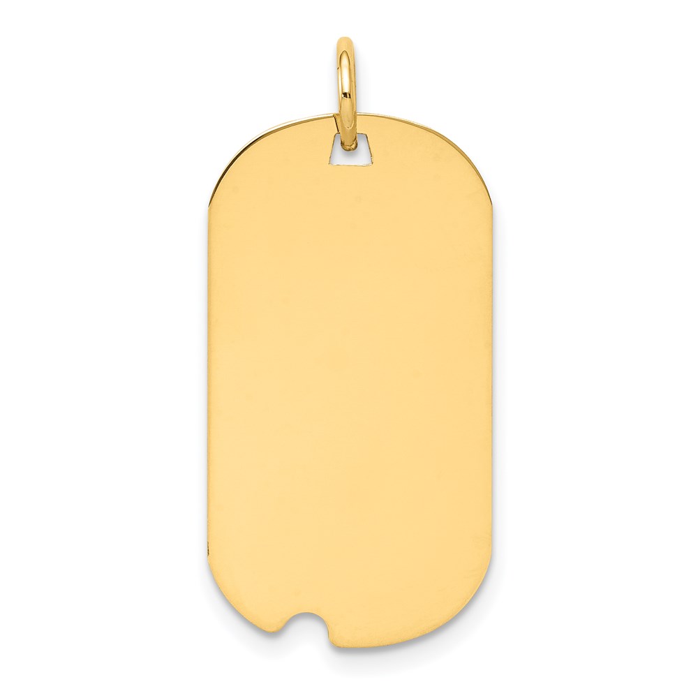 XM560.jpg 14k Plain .009 Gauge Engraveable 26x15mm Dog Tag with Notch Disc Charm - Image 1
