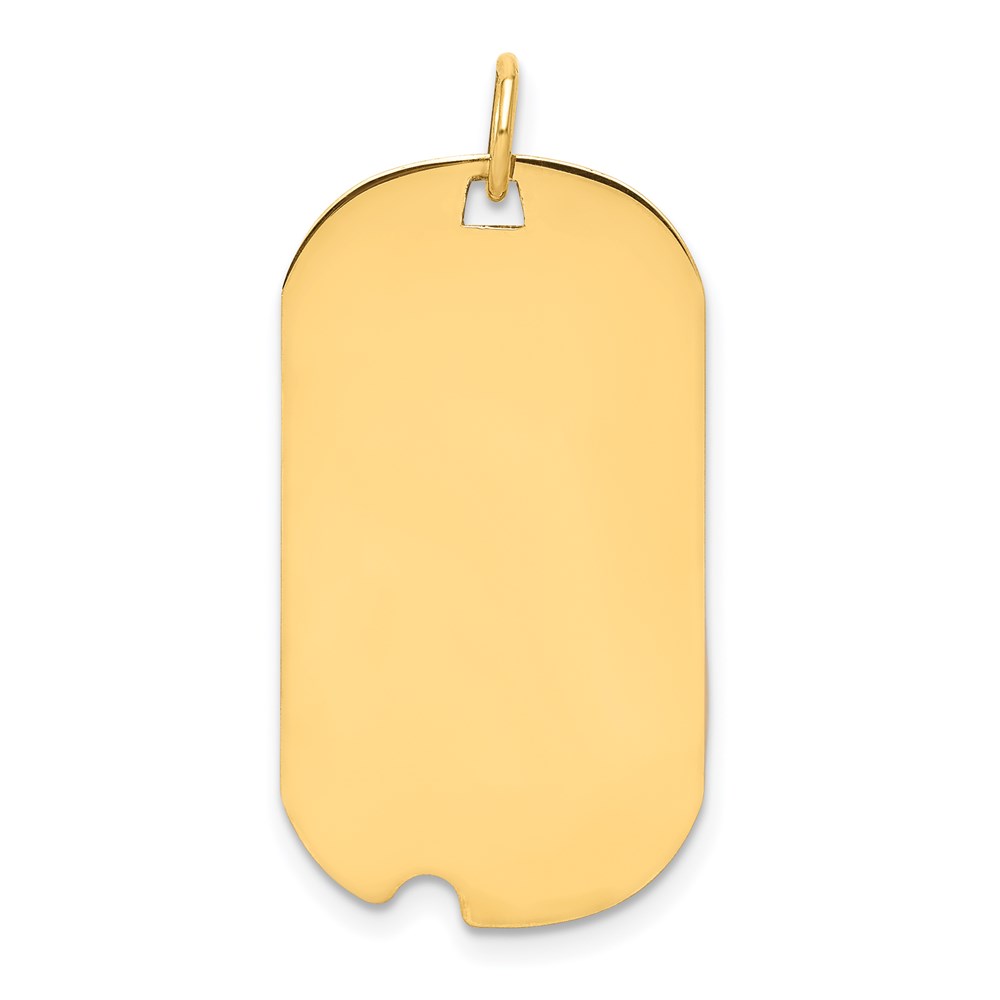 XM562-2.jpg 14k Plain .013 Gauge Engraveable 28x16mm Dog Tag with Notch Disc Charm - Image 1