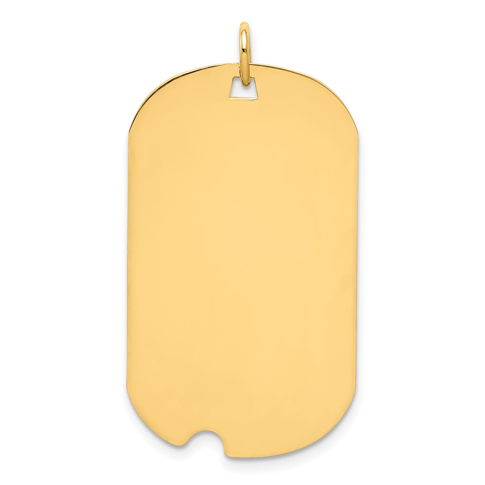 XM563.jpg 14k Plain .013 Gauge Engraveable 33x20mm Dog Tag with Notch Disc Charm - Image 1