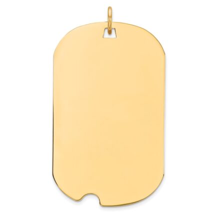 14k Plain .018 Gauge Engraveable 35x20mm Dog Tag with Notch Disc Charm