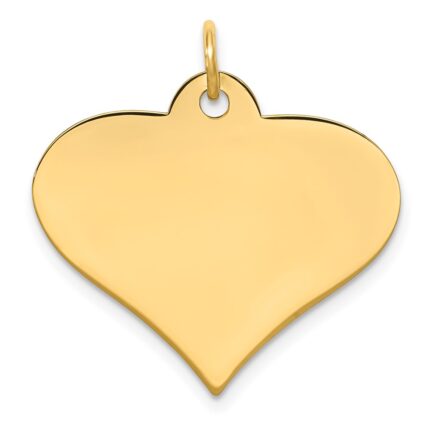 14k Plain .013 Gauge Engraveable Heart 22x25mm Disc Charm