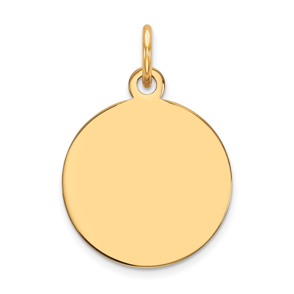 XM605-13.jpg 10k Plain .013 Gauge 15x15mm Circular Engravable Disc Charm - Image 1