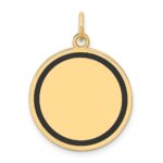14k with Black Enamel Edge .027 Gauge Round Engravable 19mm Disc Charm