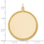 14k Plain .013 Gauge Round Engravable 36.6x34.9mm Disc with Rope Edge Charm - Image 4