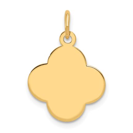 14k Plain .027 Gauge Engravable Quatrefoil 17x15mm Disc Charm