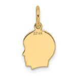 14k Plain Small .013 Gauge Facing Right Engravable Boy Head Charm - Image 3