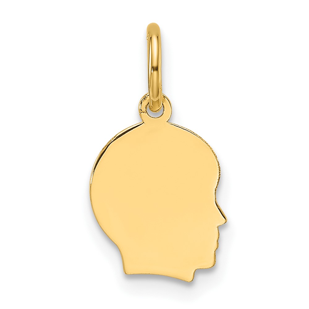 XM659-6.jpg 14k Plain Small .035 Gauge Facing Right Engravable Boy Head Charm - Image 1