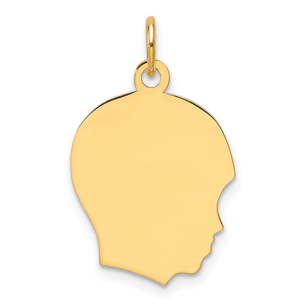 XM661.jpg 14k Plain Medium .009 Gauge Facing Right Engravable Boy Head Charm - Image 1