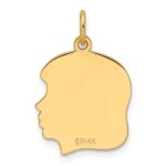 14k Plain Medium .013 Gauge Facing Right Engravable Girl Head Charm - Image 3