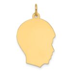 14k Plain Medium .013 Gauge Facing Right Engravable Boy Head Charm