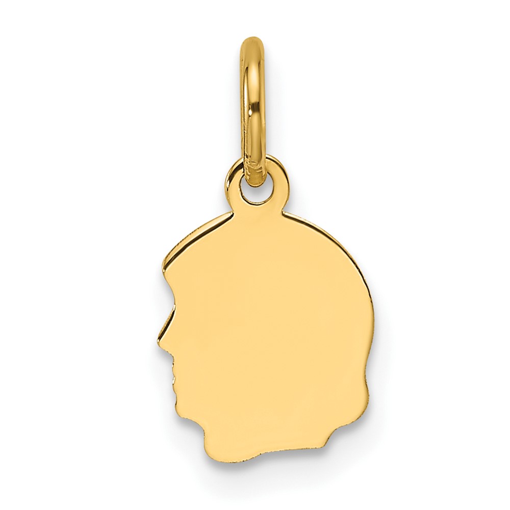 XM667-1.jpg 14k Plain Small .011 Gauge Facing Left Engravable Girl Head Charm - Image 1