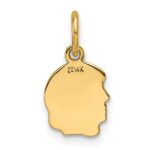 14k Plain Small .013 Gauge Facing Left Engravable Girl Head Charm - Image 3
