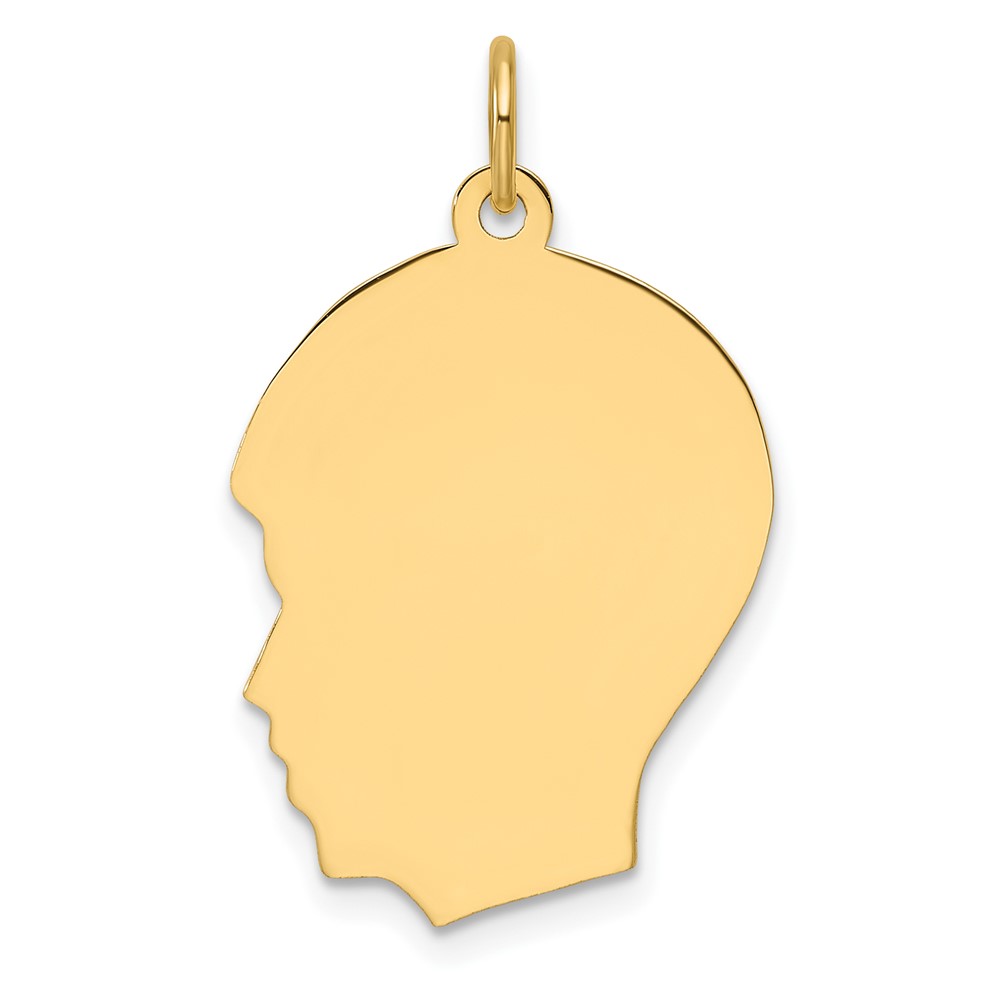 XM670-4.jpg 14k Plain Medium .018 Gauge Facing Left Engravable Boy Head Charm - Image 1