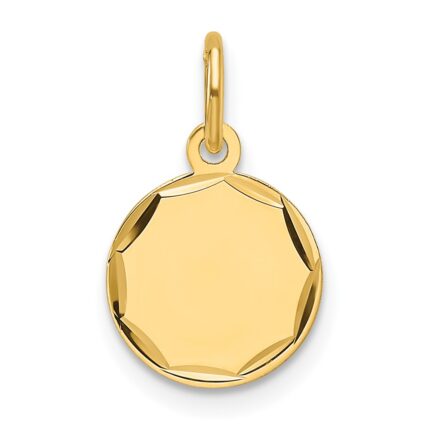 14k Etched Edge .009 Gauge Engravable Round 10.1mm Disc Charm