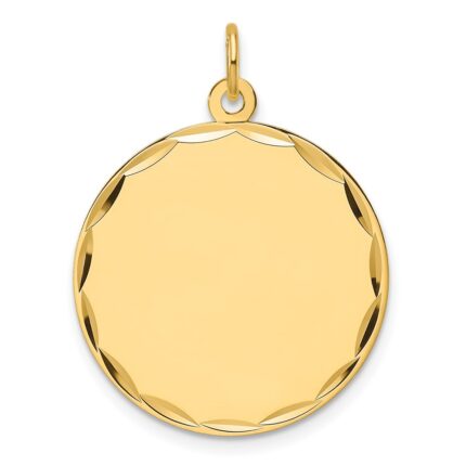 14k Etched Edge .018 Gauge Engravable Round 22.9mm Disc Charm
