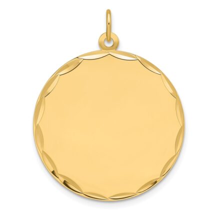 14k Etched Edge .027 Gauge Engravable Round 26.6mm Disc Charm