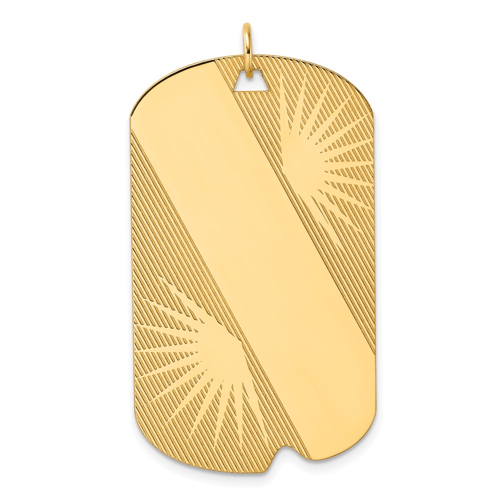 XM688_18.jpg 14k Patterned Sunburst with Diagonal Stripe .018 Gauge Engravable 43x25mm Dog Tag Disc Charm - Image 1