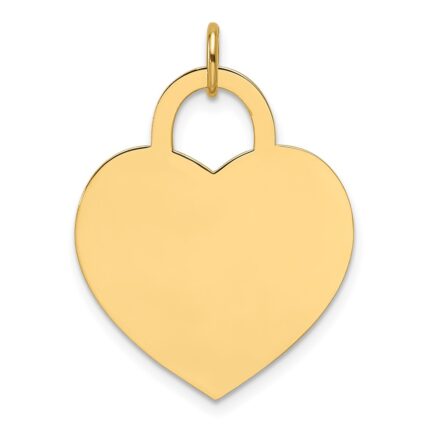 14k Plain .011 Gauge Engravable Heart 20.4x21.3mm Disc Charm