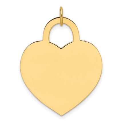 14k Plain .011 Gauge Engravable Heart 23.6x24.8mm Disc Charm