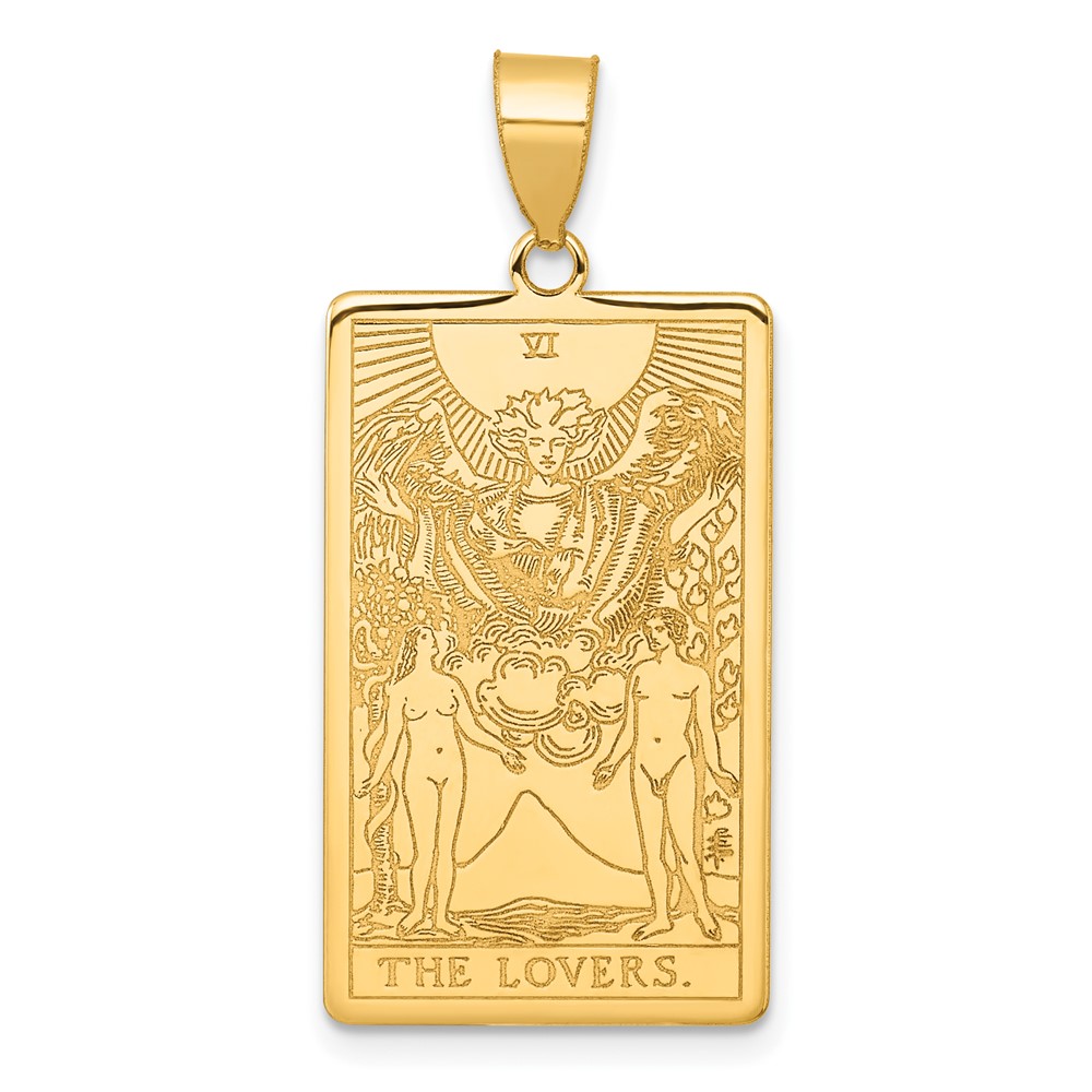 XM716.jpg 14ky The Lovers Tarot Card Pendant - Image 1