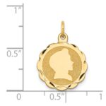 14k Boy Head on .013 Gauge Engravable Scalloped 17x15mm Disc Charm - Image 3