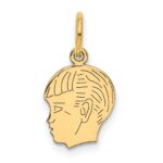 14k .018 Depth Engravable Boy Head Charm