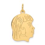 14k .013 Depth Engravable Girl Head Charm