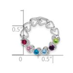 14k White Gold 6 Genuine Stone Family Pendant - Image 4