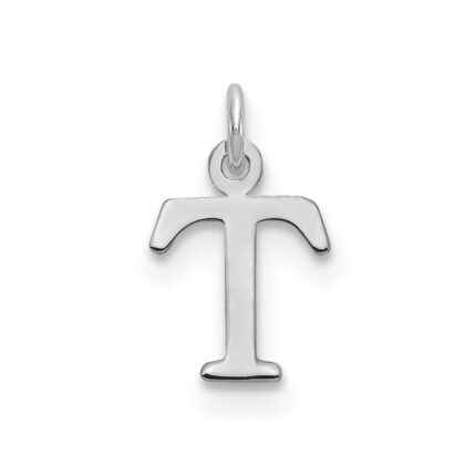 Sterling Silver Rhodium-plated Letter T Initial Charm