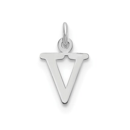 Sterling Silver Rhodium-plated Letter V Initial Charm