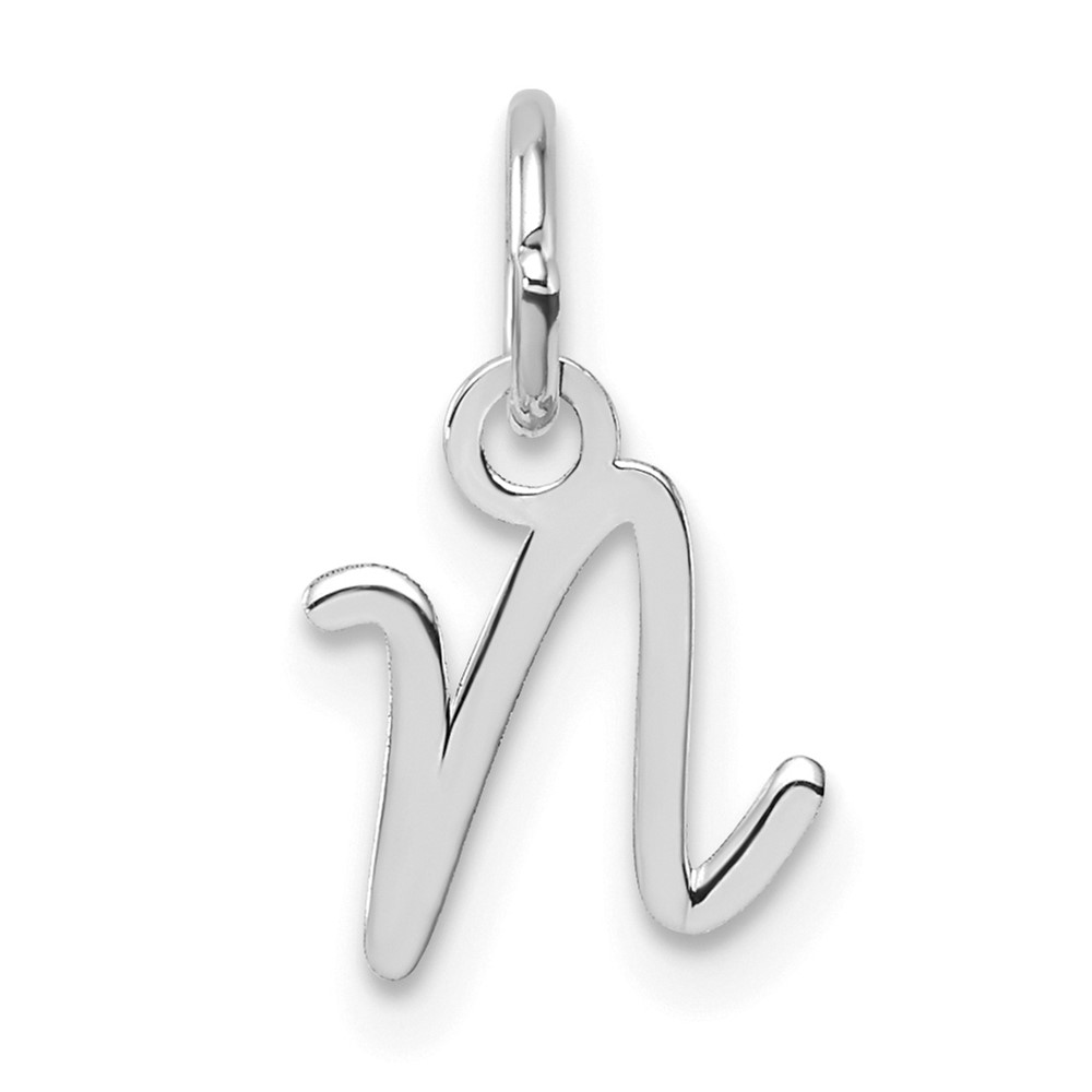 XNA1467W_N.jpg 14K White Gold Uppercase Letter N Initial Charm - Image 1