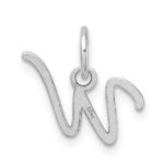 14K White Gold Uppercase Letter W Initial Charm - Image 3