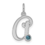 14k White Gold Initial with Birthstone Charm