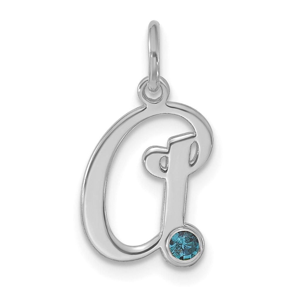 XNA1484SS_A.jpg 14k White Gold Initial with Birthstone Charm - Image 1