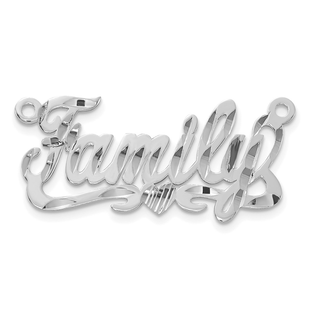 XNA167SS.jpg Sterling Silver/Rhodium-plated Diamond-cut Heart Name Plate - Image 1