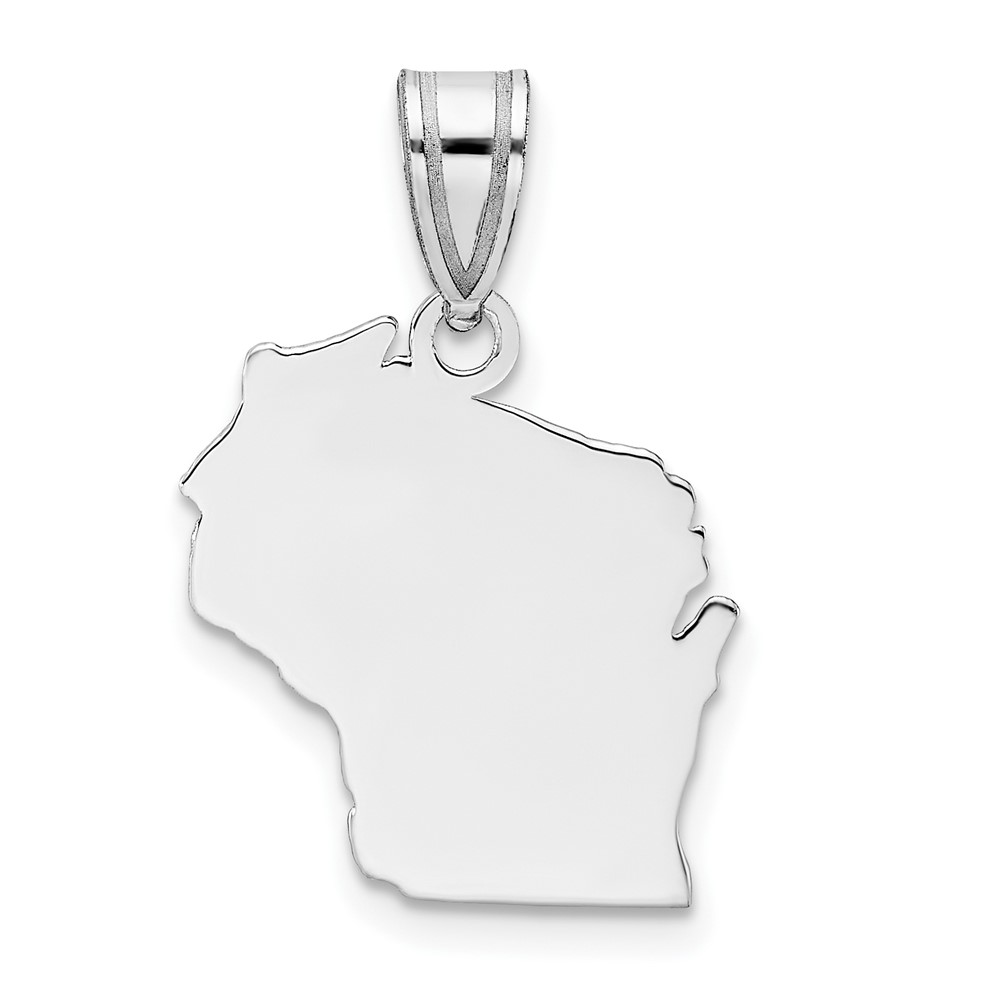 XNA707SS-WI.jpg Sterling Silver/Rhodium-plated Wisconsin State Pendant - Image 1