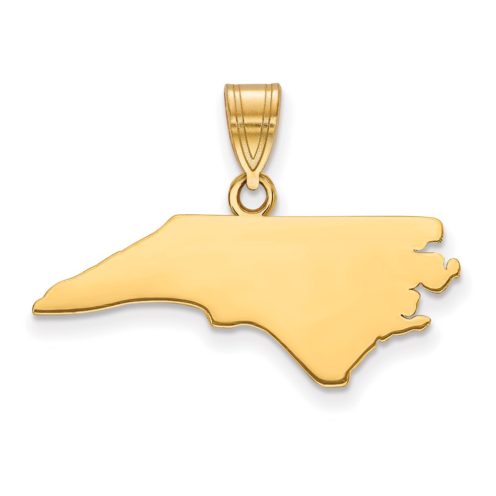 XNA707Y-NC.jpg Sterling Silver/Gold-plated North Carolina State Pendant - Image 1