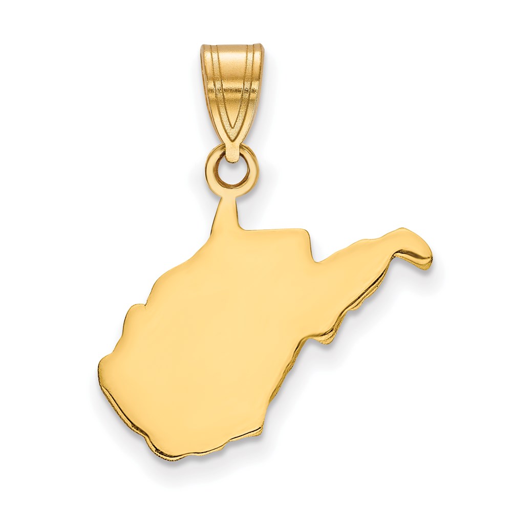 XNA707Y-WV.jpg Sterling Silver/Gold-plated West Virginia State Pendant - Image 1