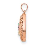 14K rose Gold 5 Birthstone Tree of Life Tear Drop Pendant - Image 3