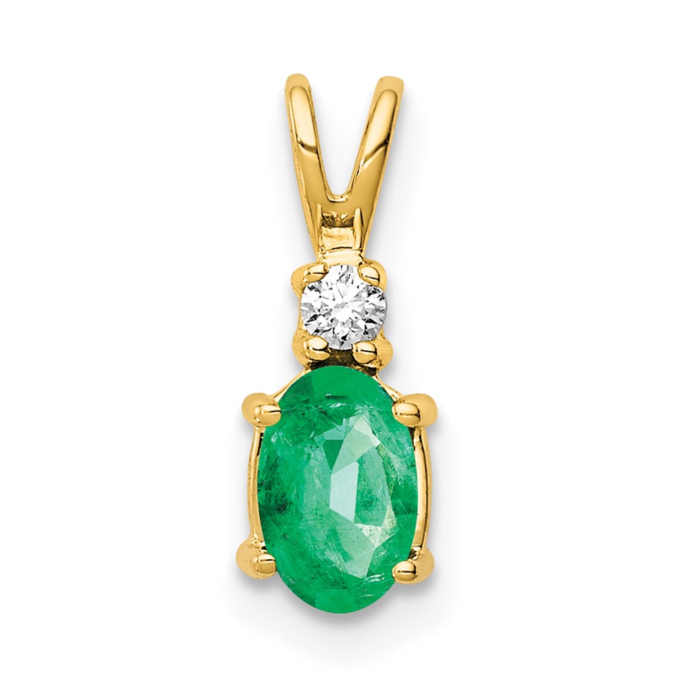 XP1002E_AA.jpg 14k 6x4mm Oval Emerald and AA Diamond Pendant - Image 1