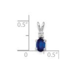 14k White Gold 6x4mm Oval Sapphire and AA Diamond Pendant - Image 3