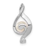 14k White Gold 5-6mm Near Round White Freshwater Cultured Pearl and AA Diamond Chain Slide - Image 4
