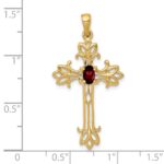 14k 5x3mm Oval Garnet Cross Pendant - Image 2