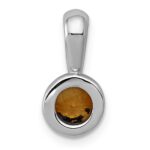 14k White Gold Bezel-set 5mm Round Citrine Pendant - Image 4
