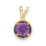 14k 6mm Round Amethyst Bezel Pendant - Image 3