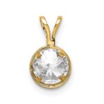 14k 6mm Round Cubic Zirconia Bezel Pendant - Image 3