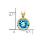 14k 8mm Round Blue Topaz Bezel Pendant - Image 4
