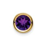 14k 6mm Round Amethyst Bezel Chain Slide