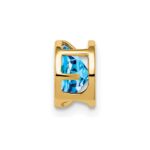 14k 6mm Round Blue Topaz Bezel Chain Slide - Image 2