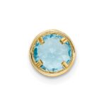 14k 6mm Round Blue Topaz Bezel Chain Slide - Image 3